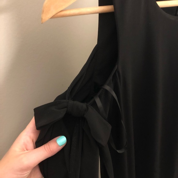 Black Calvin Klein “Cold Shoulder” Dress w/ Bows - Picture 2 of 4